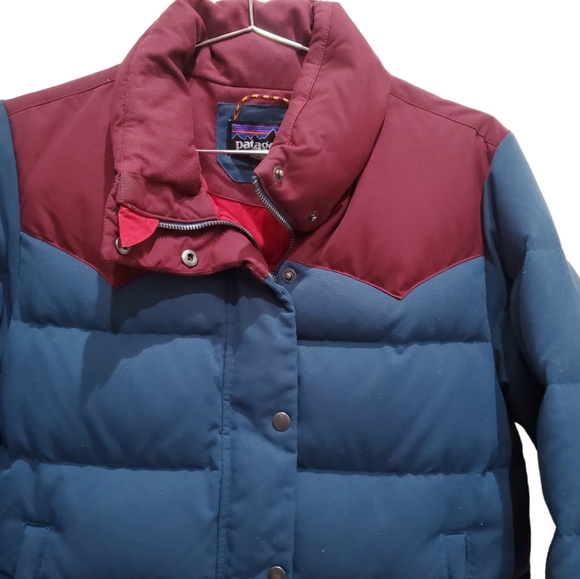 Patagonia womens Bivy Jacket Size Small S down Puffer Aqua Red EUC - Picture 2 of 6